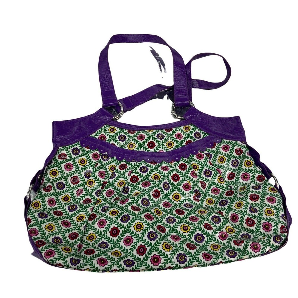 Frill Vera Bradley Hobo Shoulder Bag Coated Flower Purple Large Purse
